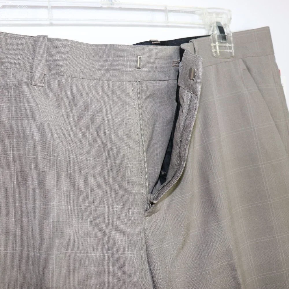 NWT Perry Ellis Plaid Check Modern Fit Straight Leg Tan Mens Pants - Picture 3 of 8